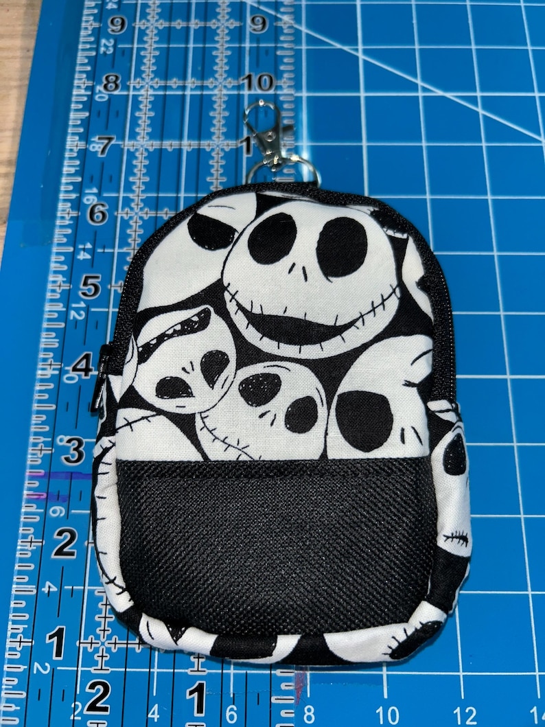 Mini clip on Disney Nightmare Before Christmas Jack Skellington cord sanitizer card carrier mini backpack READY TO SHIP image 2