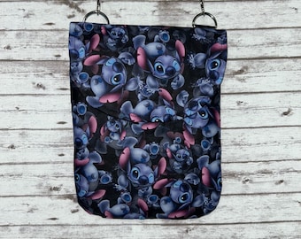 New handmade black blue Disney Stitch crossbody purse READY TO SHIP