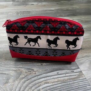 New handmade southwest design horses zippered pouch READY TO SHIP