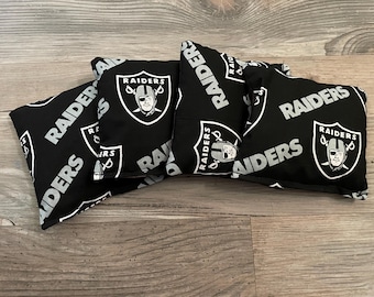 Nuevas bolsas para el juego Cornhole de los Oakland Raiders hechas a mano, juego de 4, LISTAS PARA ENVIAR