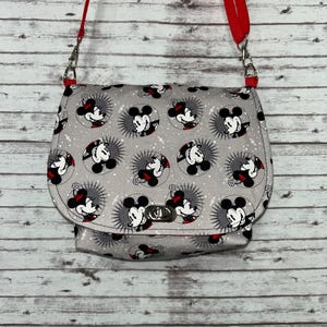New handmade Disney black white gray red Mickey Mouse crossbody bag purse