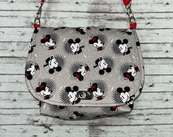 New handmade Disney black white gray red Mickey Mouse crossbody bag purse