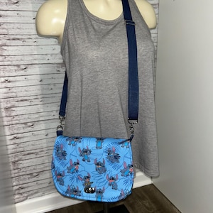 Nieuwe handgemaakte tropische blauwe Disney Stitch crossbody portemonnee afbeelding 1