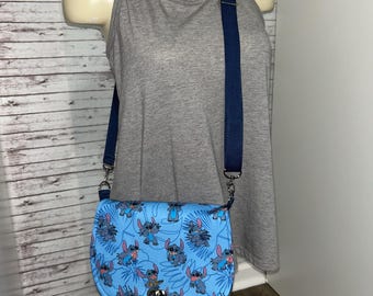 Neue handgemachte tropisch blaue Disney Stitch Crossbody Geldbörse Tasche