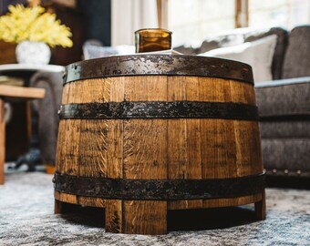 Whiskey Barrel River Rye Table / Muebles artesanales para el hogar / Muebles de barril de whisky a medida / Roble blanco / Reciclado y recuperado