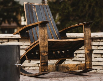 Rocking Chair Made from Whiskey Barrels Rocker is a Handmade Chair | Rockin' Rye Bourbon Seat | Motor City Barrels