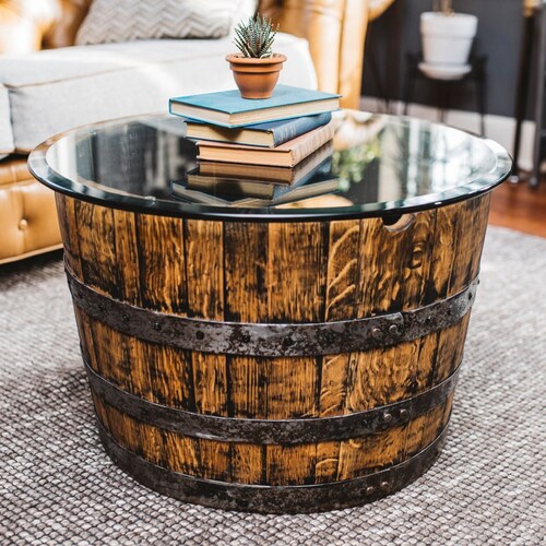 Whiskey Barrel Stave Coffee Table Etsy