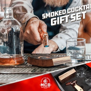 Smoked Cocktail Gift Set Drink Kit for the bourbon lover Aroma Series Whiskey Barrel Perfect for Old Fashioned Smoky Wood w/ Torch & Glass image 2