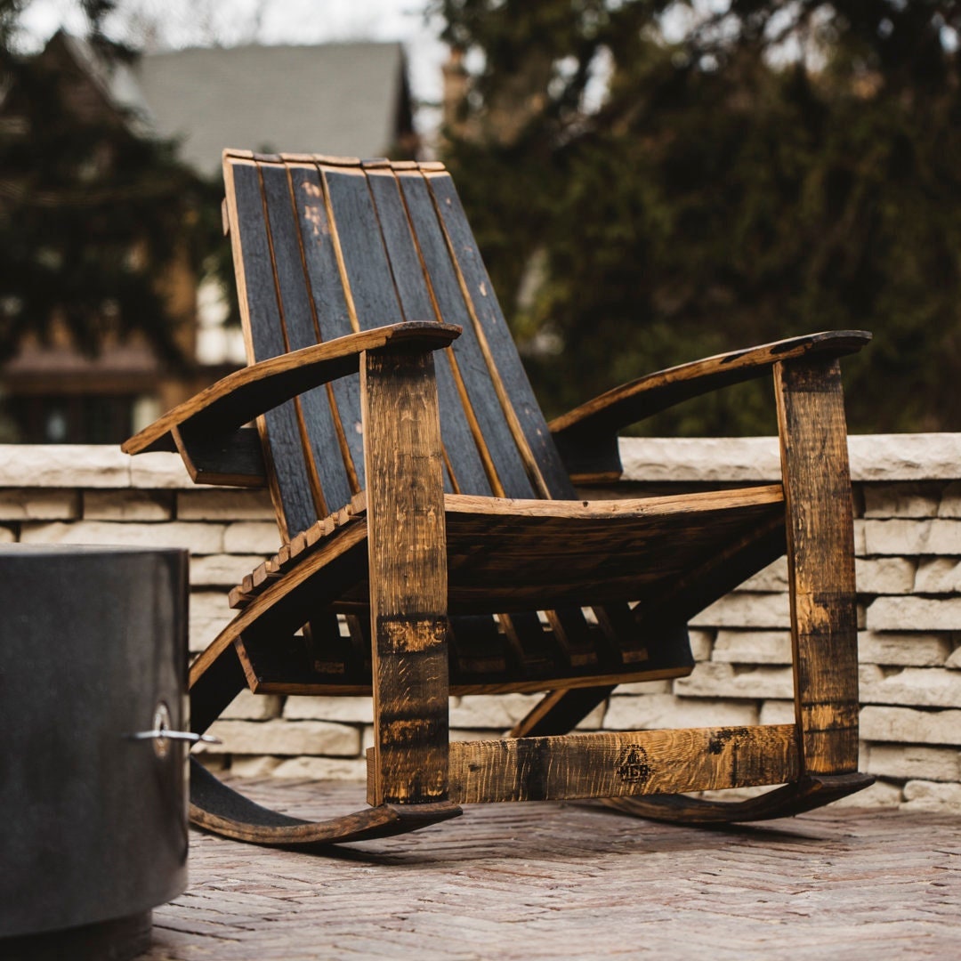 Rocking Chair Made From Whiskey Barrels Rocker is a Handmade Chair Rockin'  Rye Bourbon Seat Motor City Barrels 