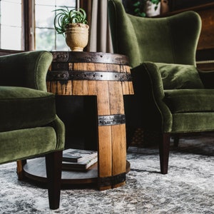 Bitter Bay Side Table | Handcrafted Barrel Furniture | Whiskey Barrel Furniture Piece | Handmade Furniture | End Table