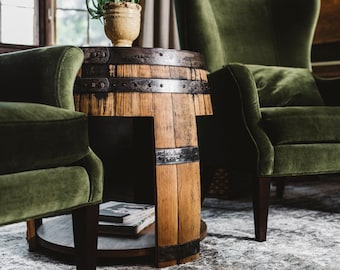 Bitter Bay Side Table | Handcrafted Barrel Furniture | Whiskey Barrel Furniture Piece | Handmade Furniture | End Table