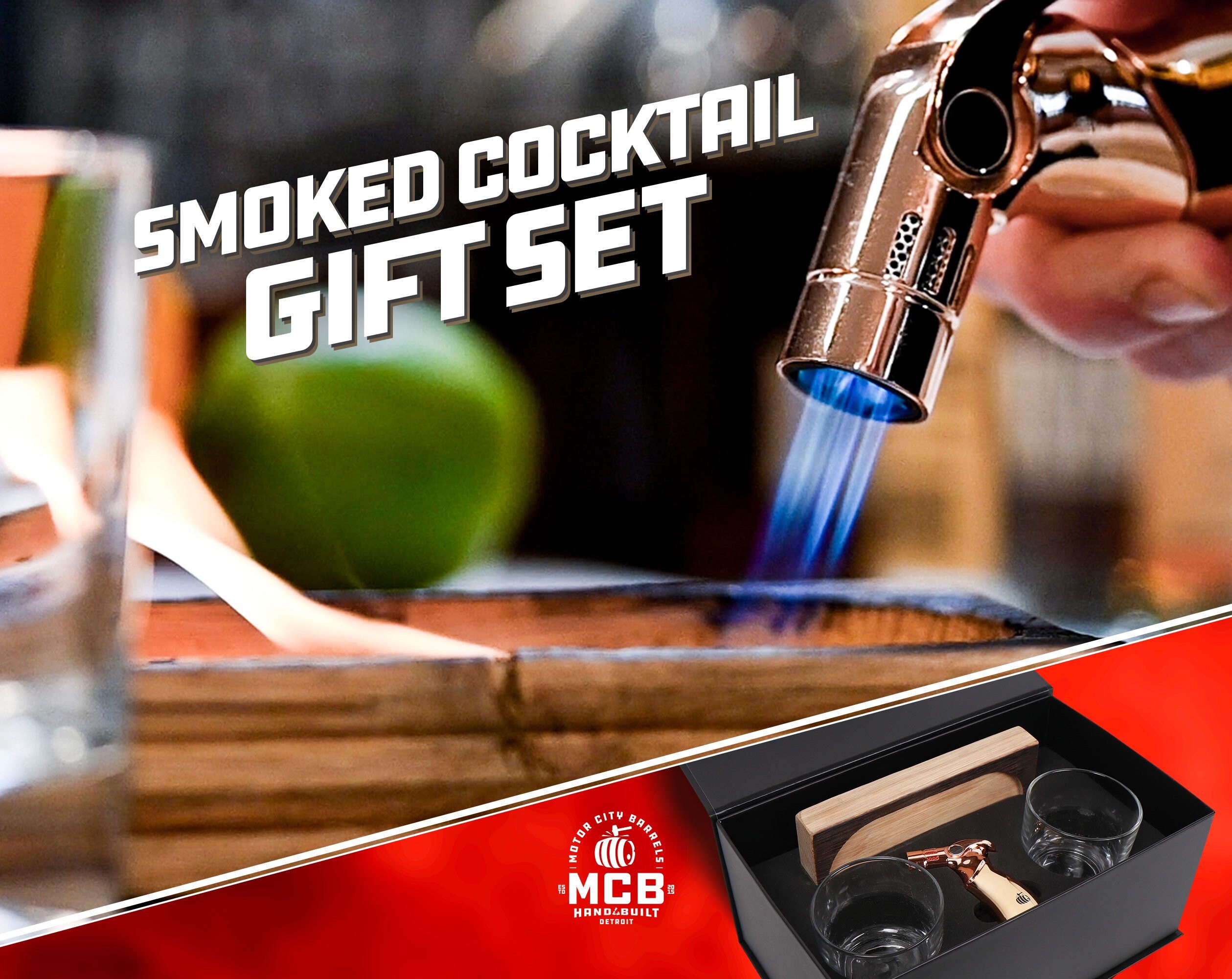 Whiskey Barrel Smoked Cocktail Ensemble Cadeau | de La Planche Bois Baril Whisky Double Montagne Lun