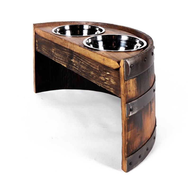 Whiskey Barrel Pet Feeder Dog Bowls Bourbon Barrel Pet Etsy UK