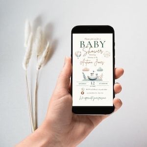 Digital Baby Shower Invitation,  Boho Baby Shower Evite, Electronic Invitation, Gender Neutral Shower Evite Editable Evite Template