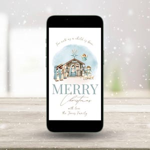 Editable Nativity Digital Mobile Christmas Card Template, Holy Family,  Nativity Scene iPhone, Text email Instant Download Christmas Card