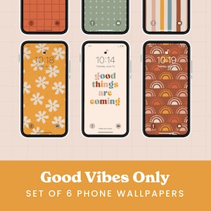 Phone Wallpaper, Retro Phone Wallpaper with Positive Affirmations, Cute Boho Instant Download Digital Phone Background