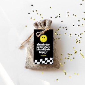 One Happy Dude Birthday Decorations, Printable First Birthday Favor Tag Template