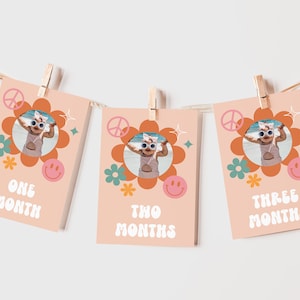 Groovy One Photo Banner, Editable Template for Groovy First Birthday, Groovy One Birthday Decoration