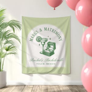 Margs and Matrimony Bachelorette Decor, Custom Destination Bach Photo Backdrop, Margarita Party Banner