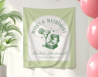 Margs and Matrimony Bachelorette Decor, Custom Destination Bach Photo Backdrop, Margarita Party Banner