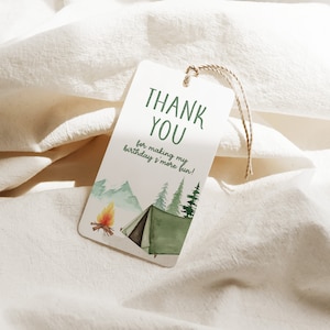 One Happy Camper Favor Tag, 1. Geburtstag Deko für Camping-Themenparty, druckbare Vorlage
