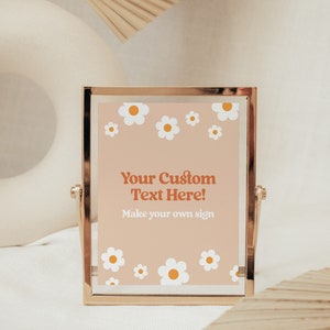 One Groovy Girl Custom Sign, Digital Template for Retro First Birthday Party, Daisy Birthday Invite, 100% Editable Text