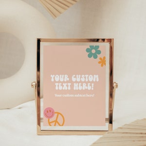Groovy One Custom Sign, Editable Template for Groovy First Birthday, Groovy One Birthday Decoration