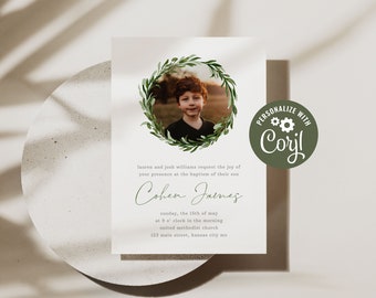 Baptism Invitation, Instant Download Template, Boy Baptism, Printable Invitation for Baptism