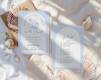 Coastal Bachelorette Invitation & Itinerary Template (Canva Instant Download)
