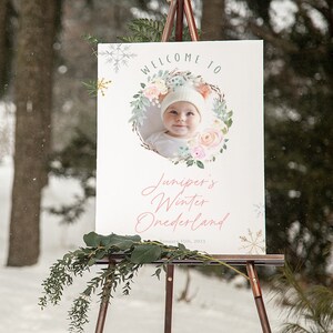 Winter Onederland Birthday Welcome Sign, Editable Template for Winter Themed First Birthday, Instant Download Printable Sign