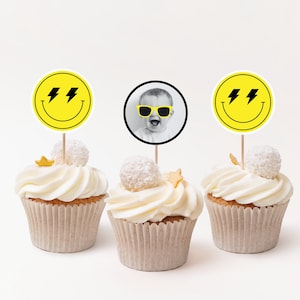 One Happy Dude Birthday Decorations, Printable First Birthday Cupcake Topper Templates