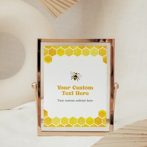 First Bee Day Custom Sign, 1st Birthday Decor for Bee Themed Party, Printable Template
