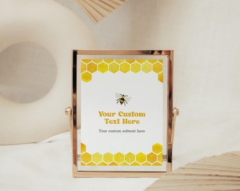 First Bee Day Custom Sign, 1st Birthday Decor for Bee Themed Party, Printable Template