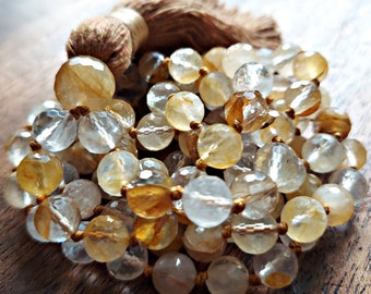 Golden Healer Quartz Mala Beads, Master Healer Crystal Mala Beads, Healing Necklace Gift, Golden Mala, Gift for Healers, Get Well Necklace