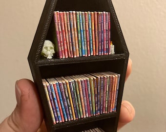 Miniature Goosebumps Collection Complete Original 62 Books with Coffin Shelf Mini Novels Tiny Horror Books Novelty Home Decor