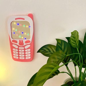 Cell Phone Wall Mirror 90s Mini 3D Printed Hanging Home Decor Nostalgia Mobile Tech Funky Retro