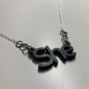 Pronoun Necklace 3D Printed She Her They Them He Him Ze Hir Mix and Match Gender Pronouns