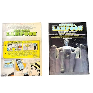 Vintage Lot – National Lampoon Magazines: May1973 & April1977 – Guter Zustand