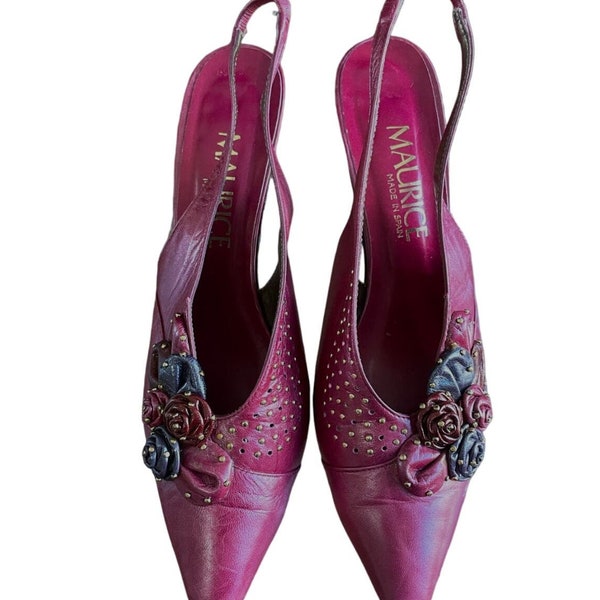 Vintage Maurice Made in Spain Shoes 8 Medium 4" Heels Fuschia