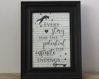 OUABH- &quot;Every Story has the Potential&quot; Book Page Quote Art Print/ Wall Art/ Unique Gifts for Readers/Upcycled Book Art