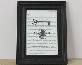 Starless Sea: Key, Bee and Sword Book Page Quote Art Print/ Wall Art/ Unique Gifts for Readers