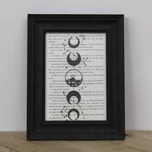 ACOTAR/ACOMAF/ACOWAR Feyre Back Tattoo Moon Phases Book Page Art Print/ Wall Art/ Unique Gifts for Readers/Upcycled Book Art