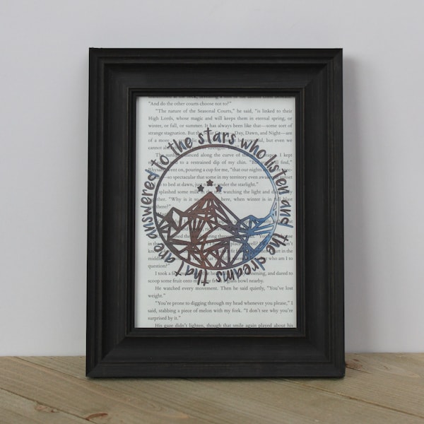 ACOTAR/ACOMAF/ACOWAR To The Stars Who Listen Color Book Page Art Print/ Wall Art/ Unique Gifts for Readers/Upcycled Book Art