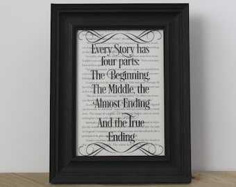 Legend&#39;s Circus &quot;Every Story Has Four Parts&quot; Book Page Quote Art Print/ Wall Art/ Unique Gifts for Readers/Upcycled Book Art