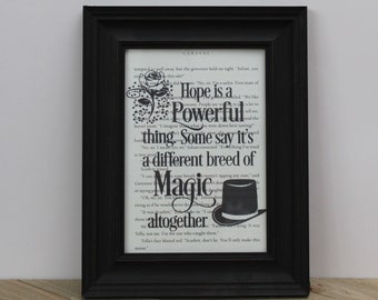 Legends Circus “Hope is a Powerful Thing&quot; Book Page Quote Art Print/ Wall Art/ Unique Gifts for Readers/Upcycled Book Art