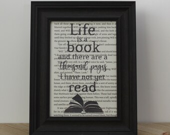 TID Life is a Book Shadow World Book Page Art Print/ Wall Art/ Bookish Gifts for Readers