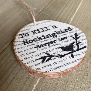 To Kill a Mockingbird Wood Slice Ornaments: Featuring actual book pages/Unique bookish gifts