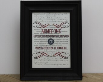 Legends Circus Admit One Ticket Color Book Page Quote Art Print/ Wall Art/ Unique Gifts for Readers/Upcycled Book Art