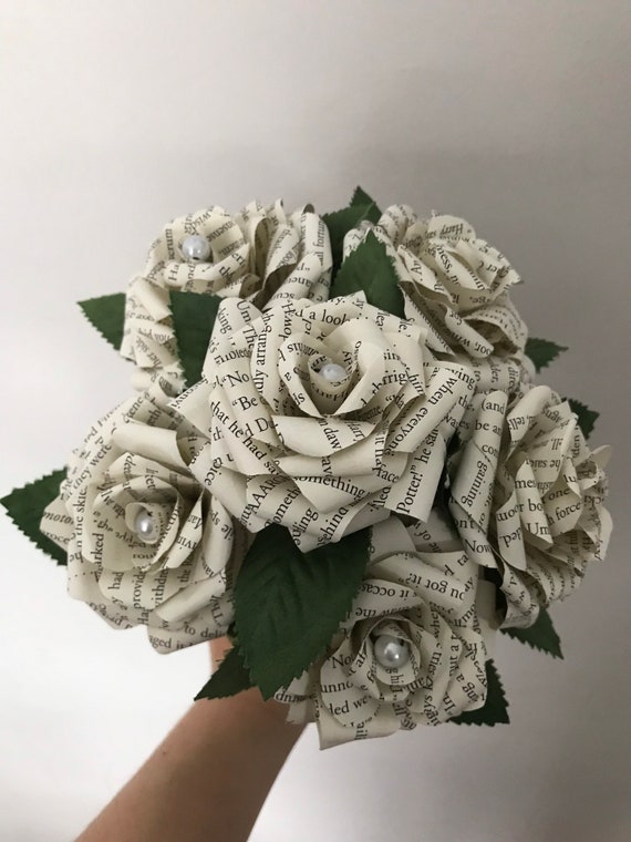 Book Page Paper Roses/ Storybook Wedding Bouquet/ Book Page Flower Centerpieces/1st Wedding Anniversary Gift