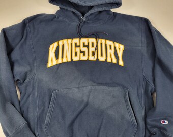 sweat à capuche vintage KINGSBURY / Sunfaded / Distressed / vintage Varsity Sweatshirt / NCAA / vintage Reverse Weave Hoody / streetwear des années 90 / Boxy M